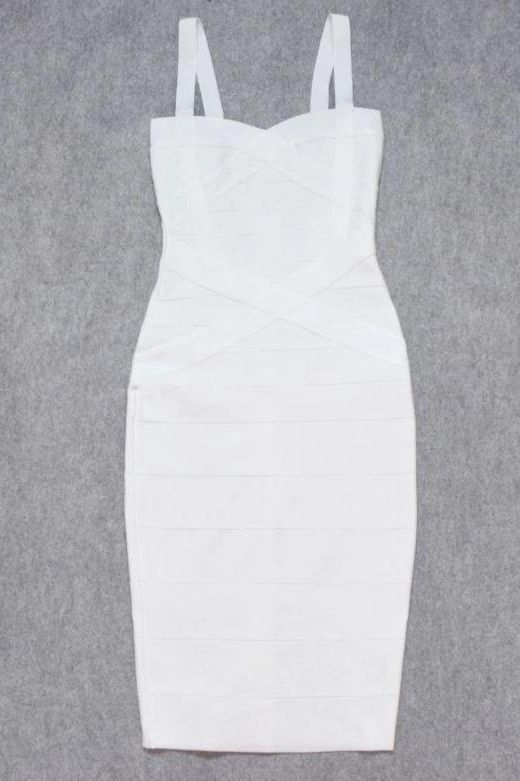 Heidi Bandage Midi Dress - White Pearl (Sale)