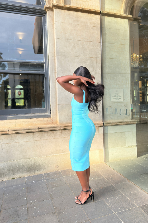 Heidi Bandage Midi Dress - Sky Blue (Sale)