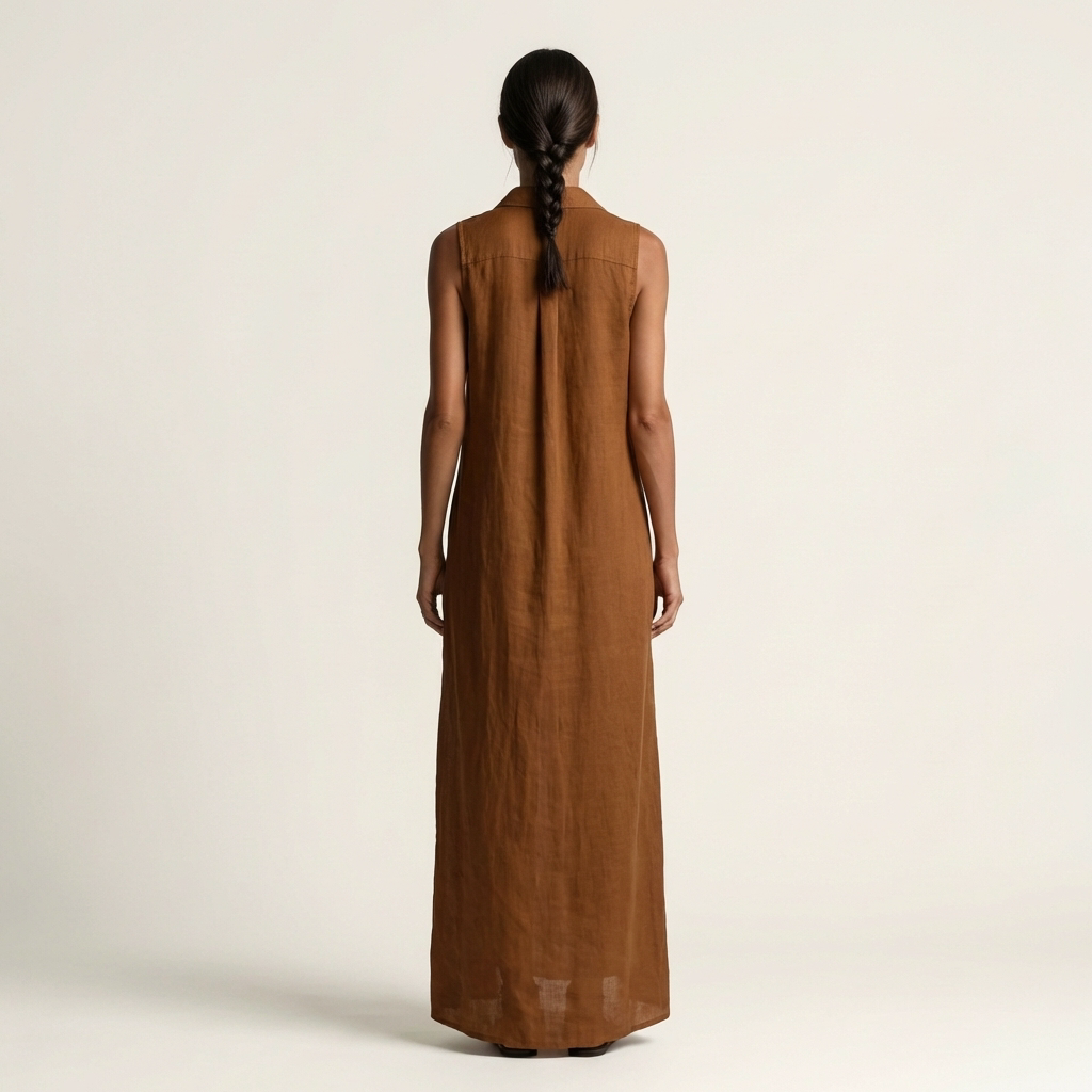 Collared Button Front Sleeveless Shirt Maxi Dress 6