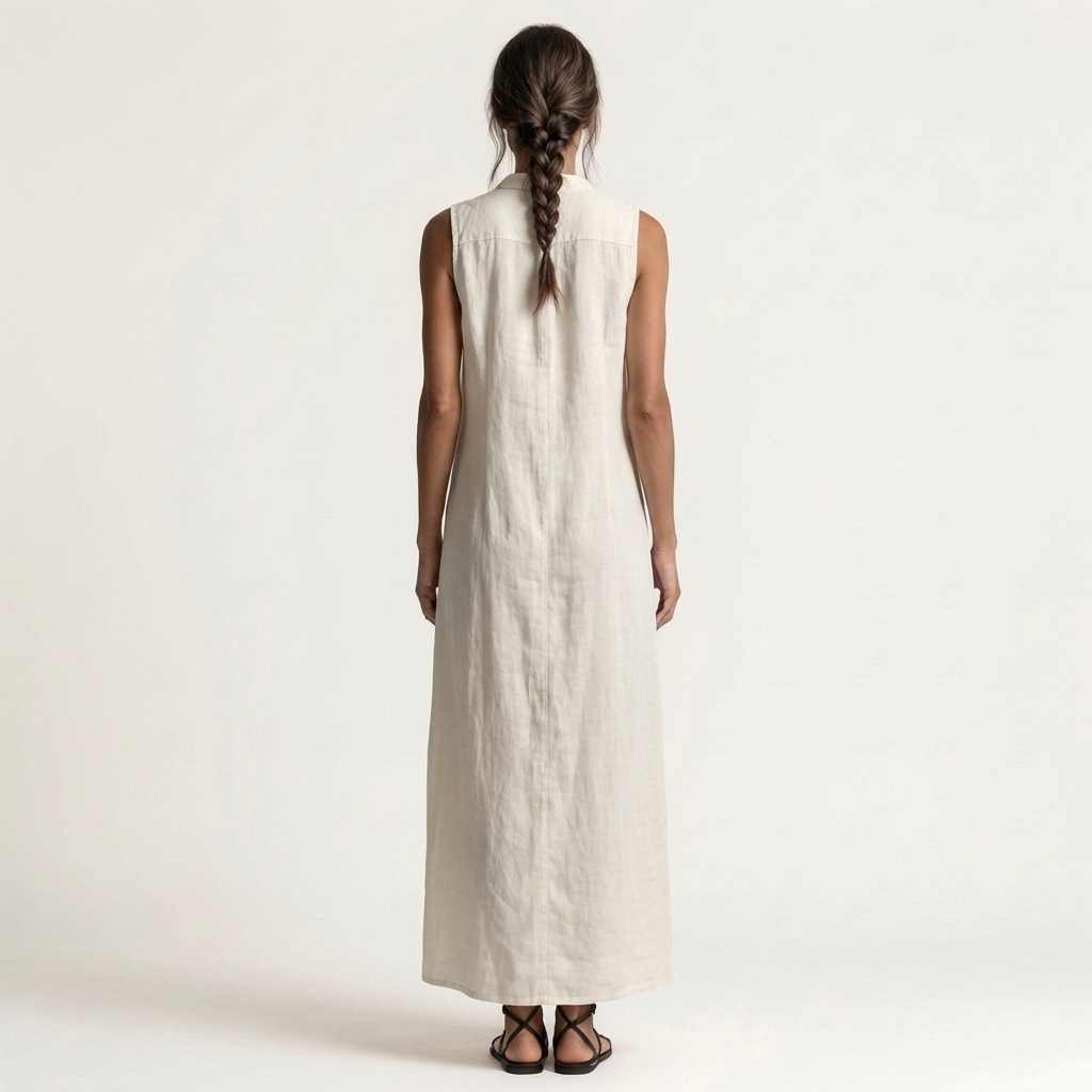 Collared Button Front Sleeveless Shirt Maxi Dress 8