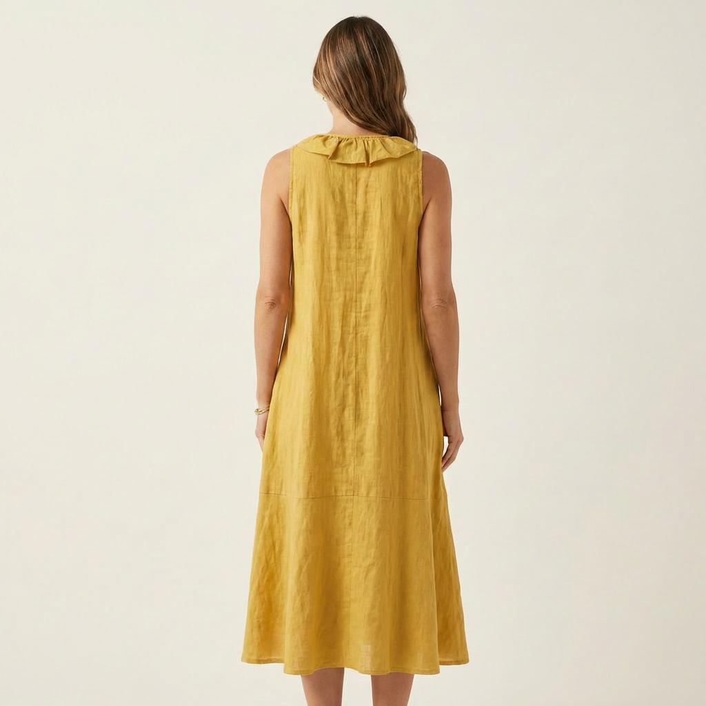 Ruffle Front V-Neck Sleeveless Tiered A-Line Maxi Dress 12