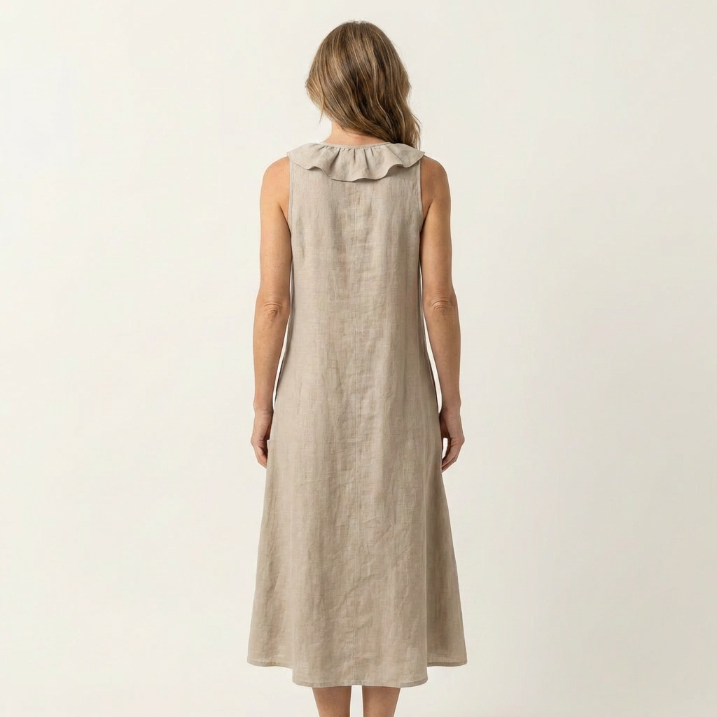 Ruffle Front V-Neck Sleeveless Tiered A-Line Maxi Dress 6