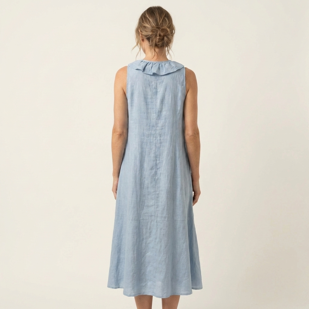 Ruffle Front V-Neck Sleeveless Tiered A-Line Maxi Dress 10