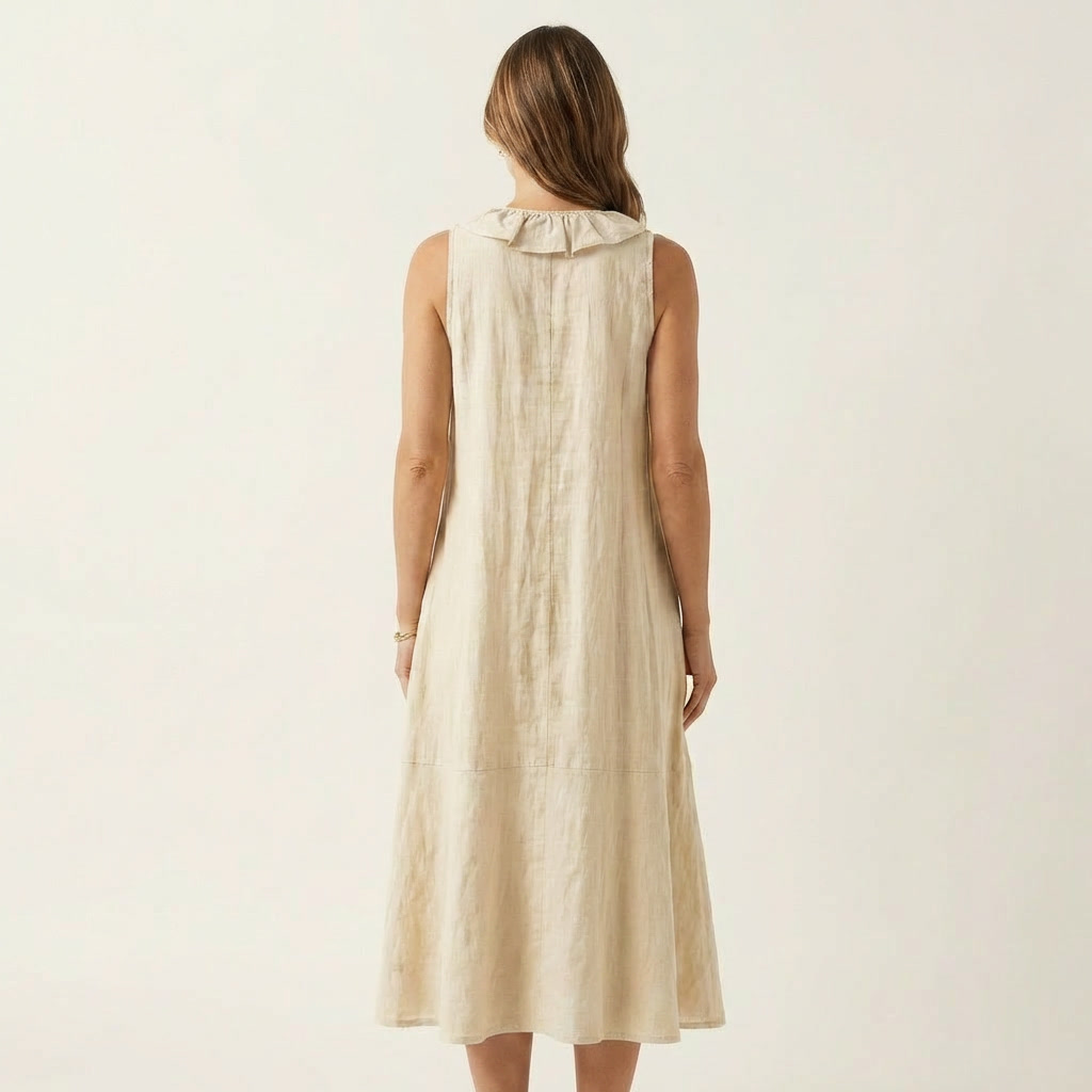 Ruffle Front V-Neck Sleeveless Tiered A-Line Maxi Dress 2