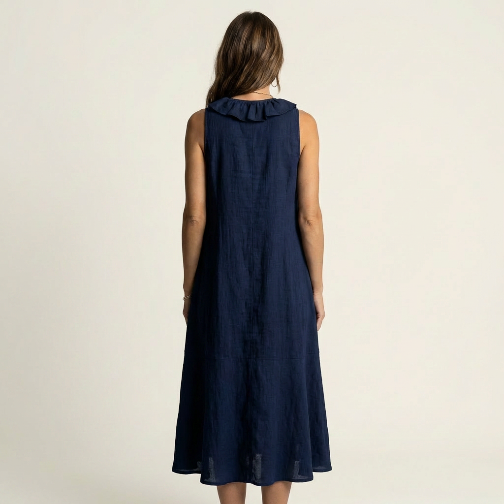 Ruffle Front V-Neck Sleeveless Tiered A-Line Maxi Dress 8