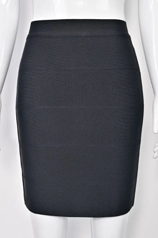 High Waist Bandage Mini Skirt - Classic Black