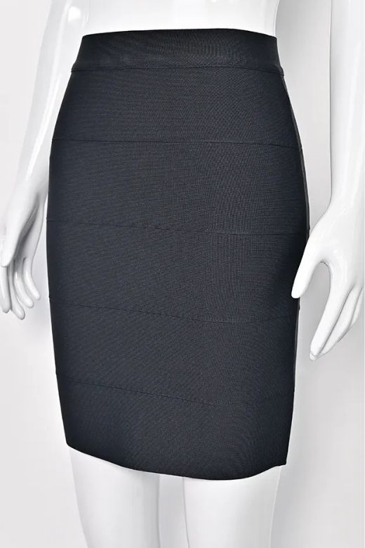 High Waist Bandage Mini Skirt - Classic Black
