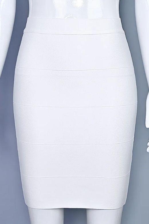 High Waist Bandage Mini Skirt - White Pearl