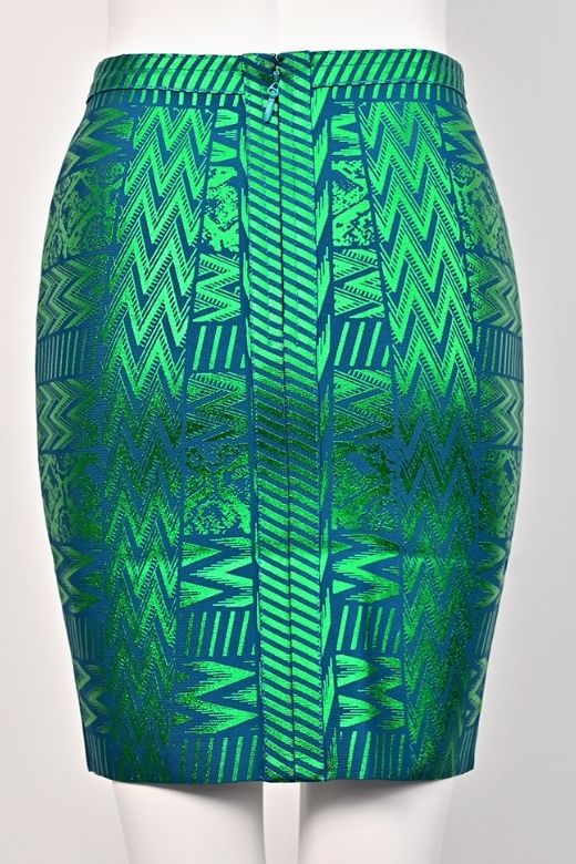 High Waist Metallic Leather Mini Skirt - Emerald Green