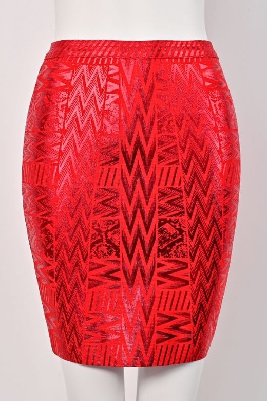 High Waist Metallic Leather Mini Skirt - Lipstick Red