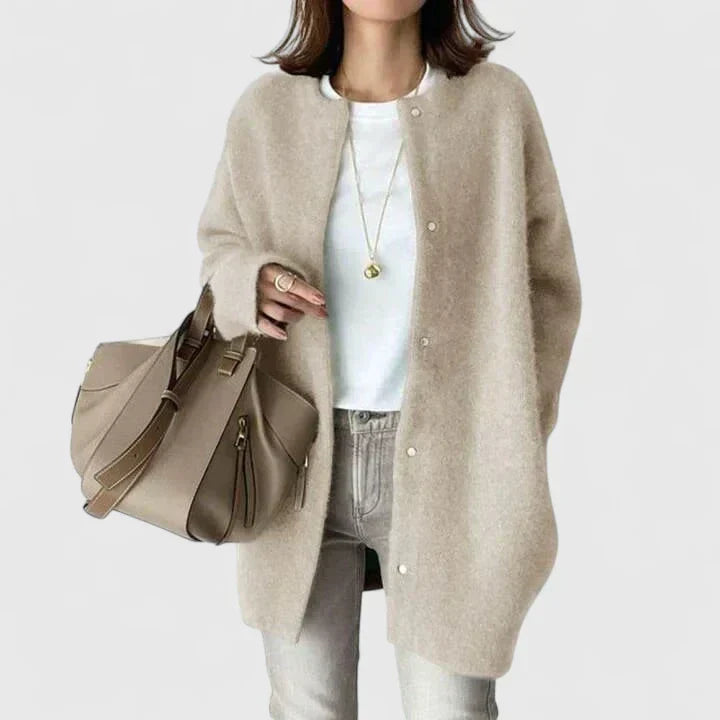 Round Neck Button Front Knit Long Sleeve Longline Cardigan 2