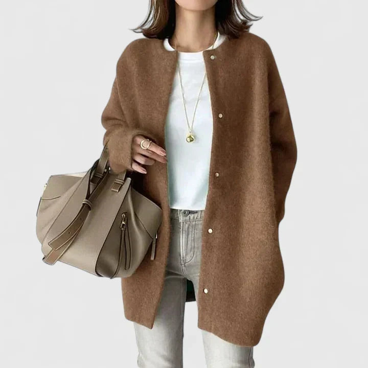 Round Neck Button Front Knit Long Sleeve Longline Cardigan 4