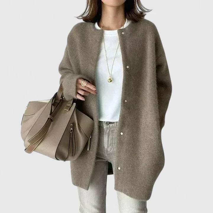 Round Neck Button Front Knit Long Sleeve Longline Cardigan 8