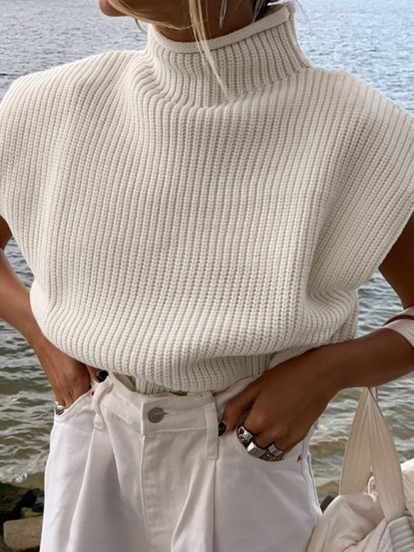 New solid color sexy turtleneck short-sleeved sweater top White clothes shirt shirts short sleeve top tops