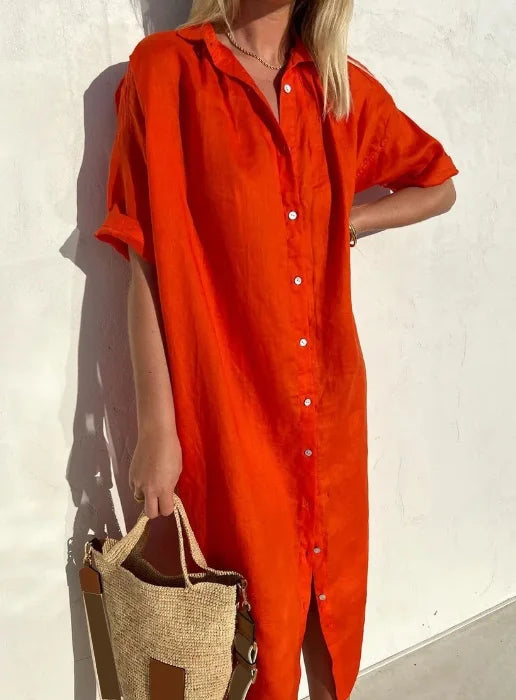 Alberta Trendy and Comfortable Linen Shirt Dress for Women