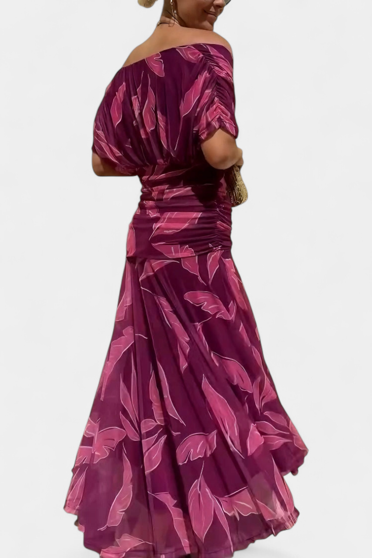 Surplice V Neck Ruched Draped Short Sleeve Maxi Dress 5