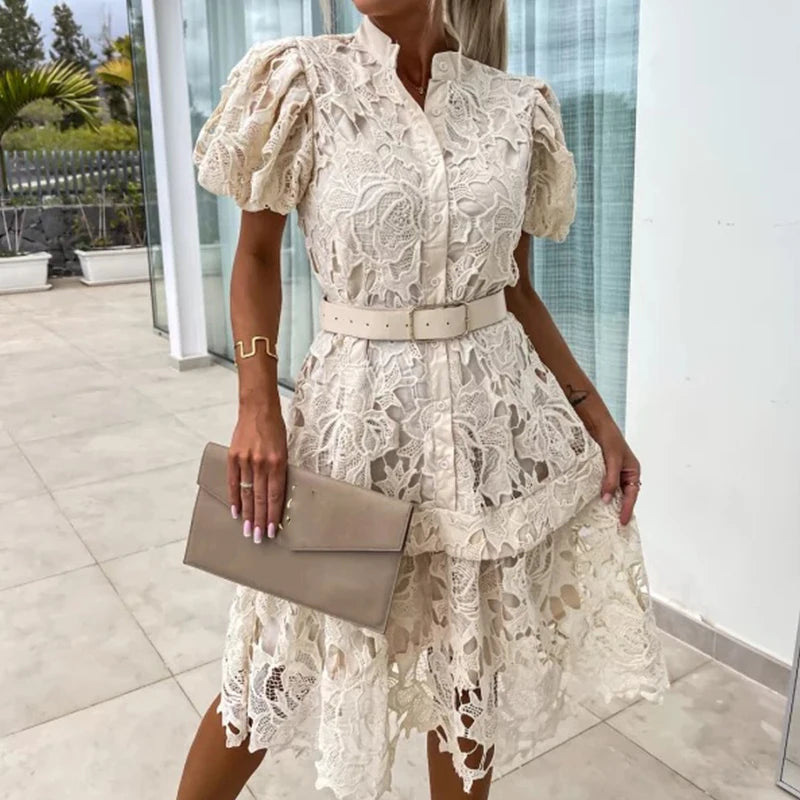Faina Short Sleeve Mini Dress for Women Office and Evening