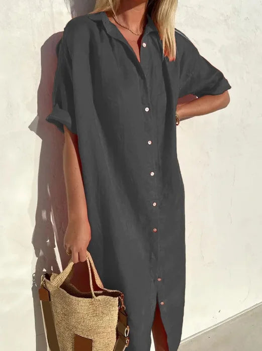 Alberta Trendy and Comfortable Linen Shirt Dress for Women