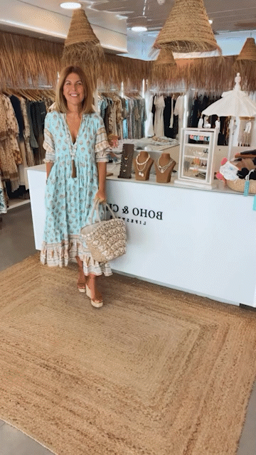Split Neck Bohemian Floral Print Lantern Sleeve Tiered Maxi Dress
