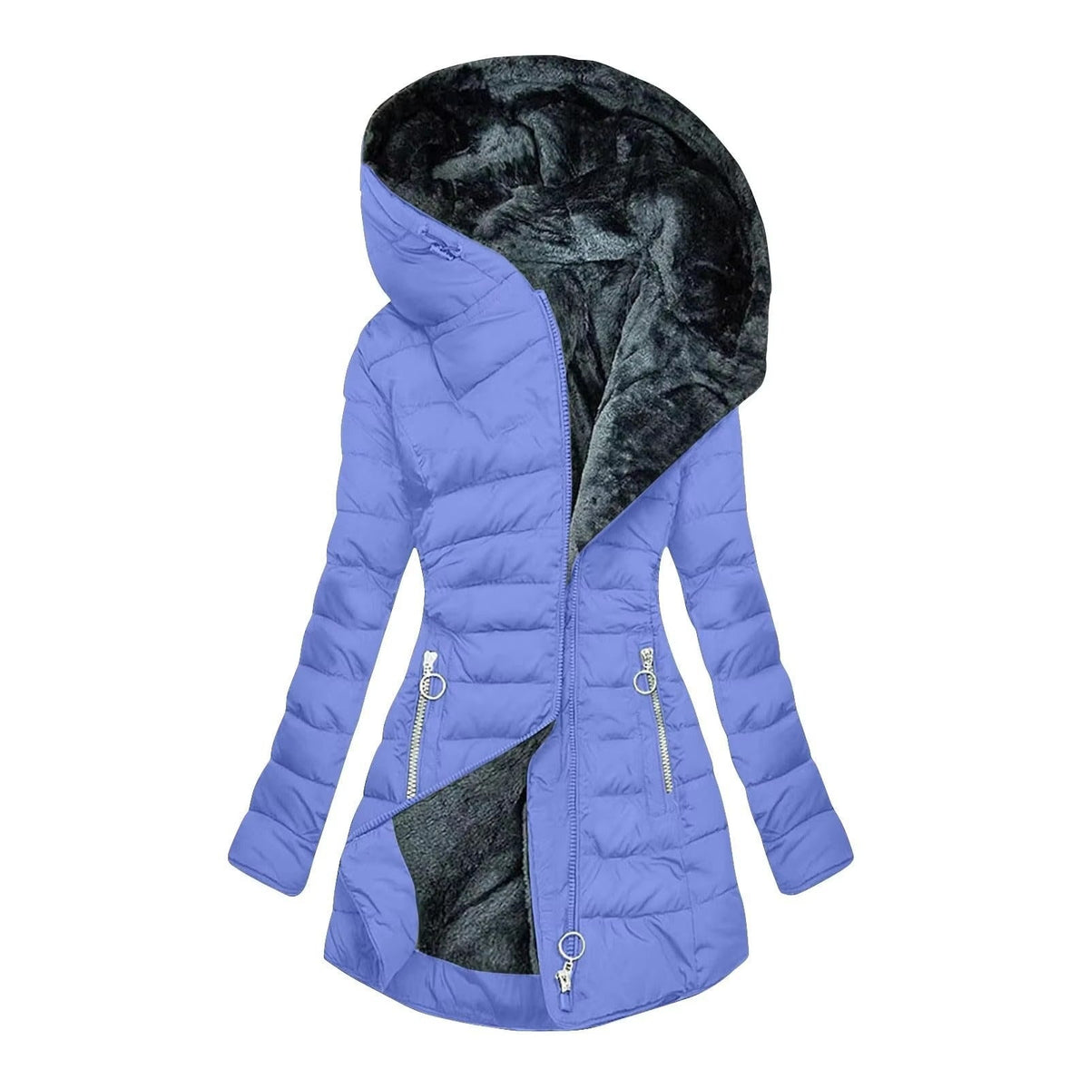 Hooded Fleece-Lined Quilted Zip Puffer Coat 9
