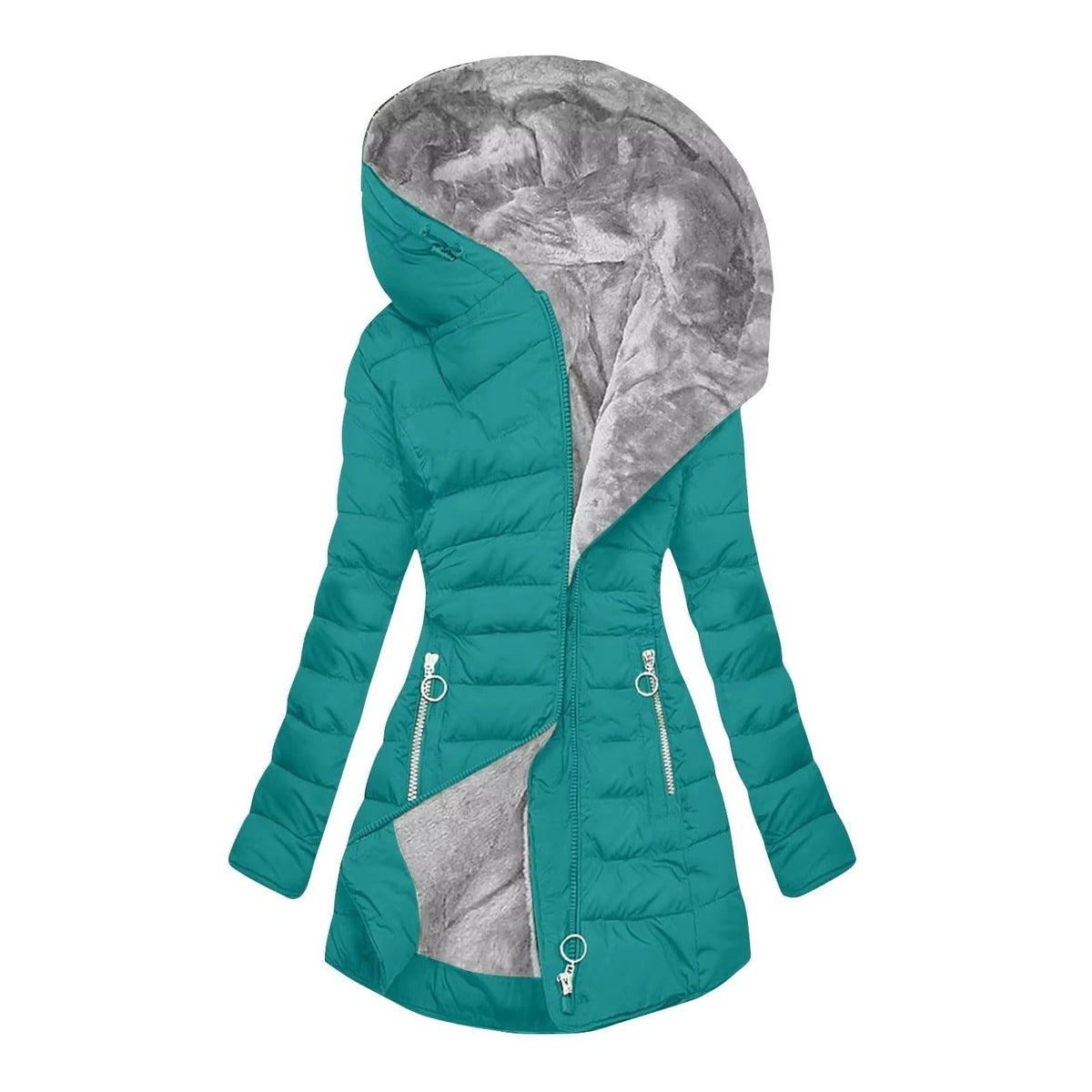Hooded Fleece-Lined Quilted Zip Puffer Coat 10