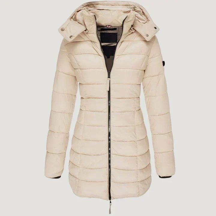 Hooded Quilted Zip-Front Long Puffer Coat 5