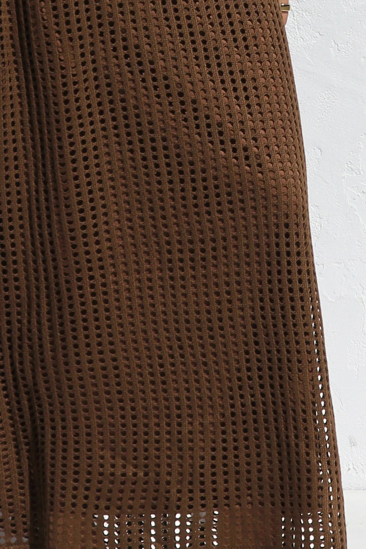 Round Neck Open Knit Crochet Short Sleeve Column Maxi Dress 41