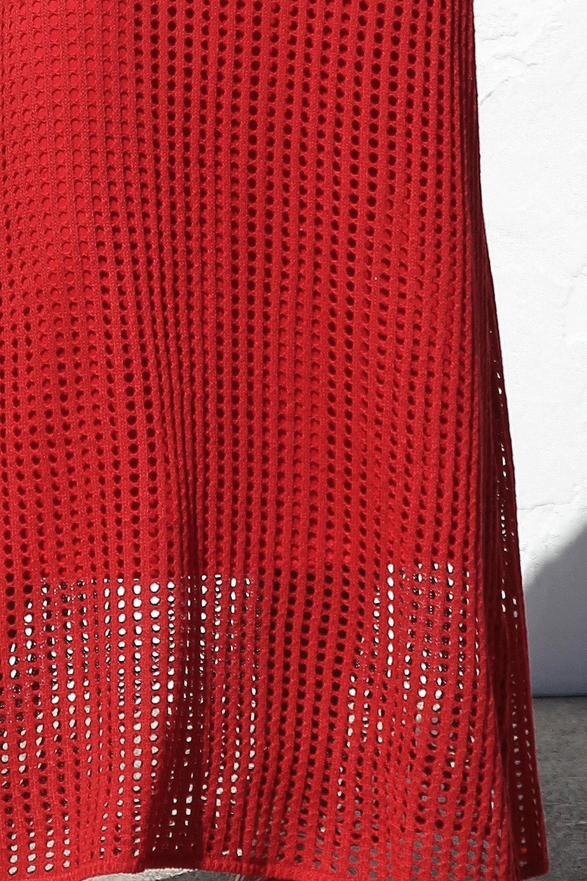 Round Neck Open Knit Crochet Short Sleeve Column Maxi Dress 51