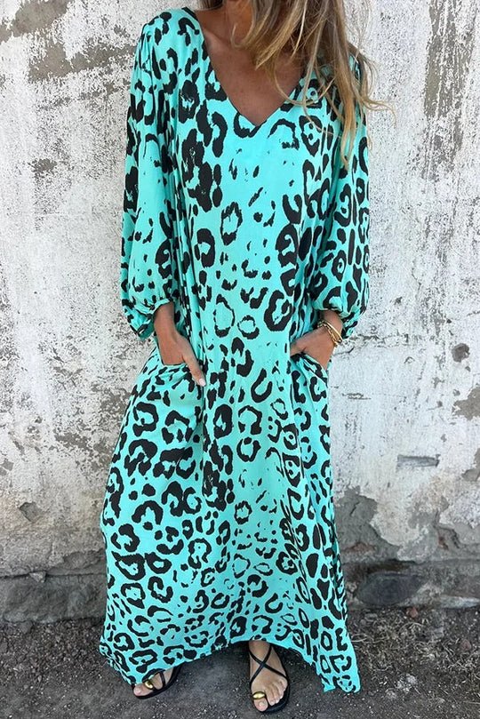 Amberly Stylish Loose Leopard Print Dress for Women Casual Daywear