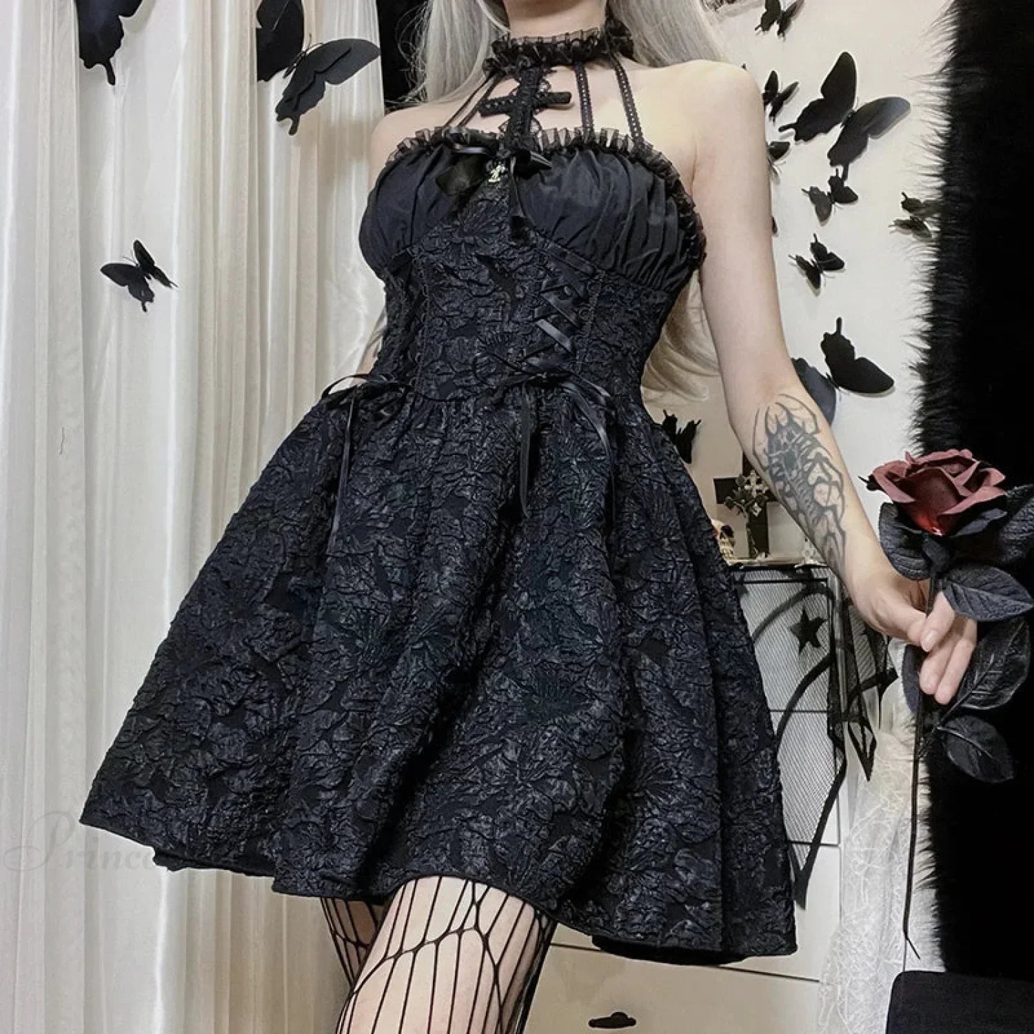 Jacquard Gathered Small Dress