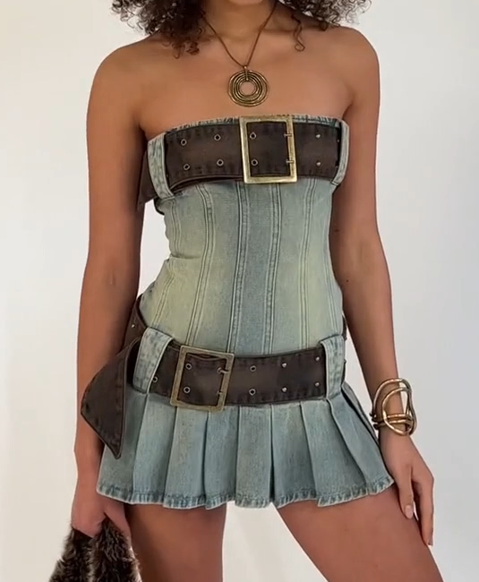 Denim Corset Mini Dress