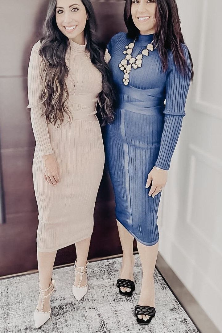 Jane Long Sleeve Bodycon Midi Dress - Lipstick Red (Sale)