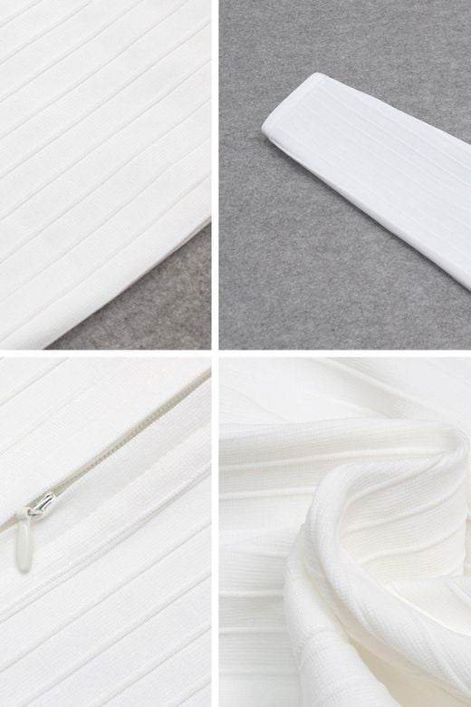 Jane Long Sleeve Bodycon Midi Dress - White Pearl (Sale)