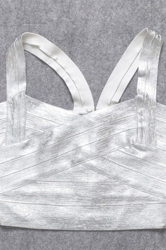 Jay Bandage Leather Crop Top - Silver