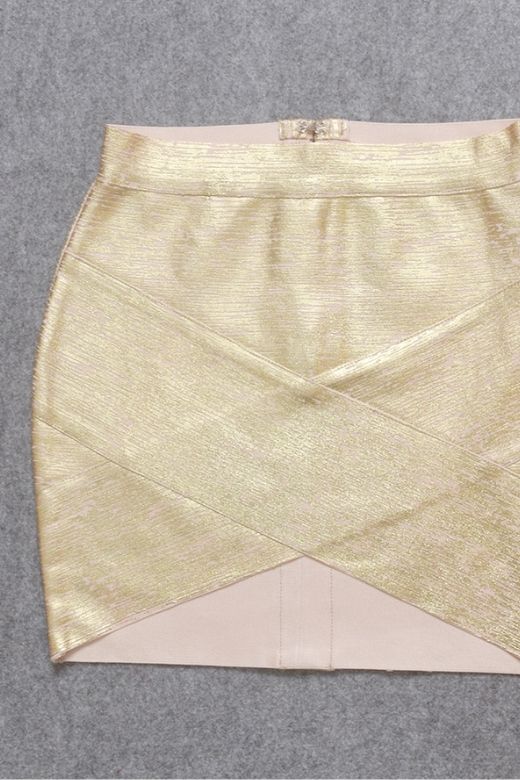 Jay High Waist Bandage Mini Skirt - Gold