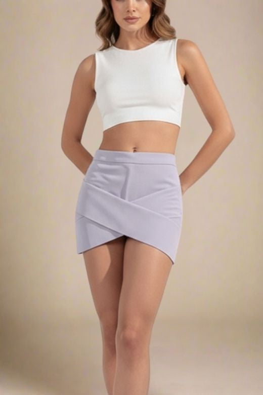 Jay High Waist Bandage Mini Skirt - Grey