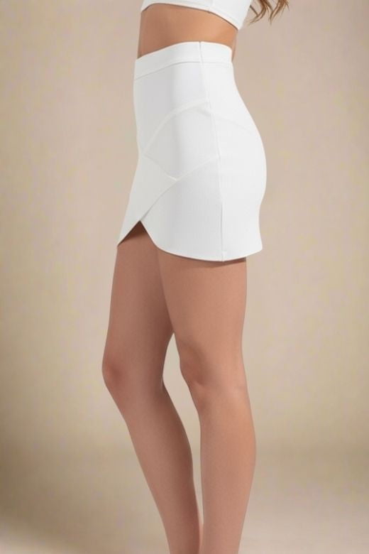 Jay High Waist Bandage Mini Skirt - White Pearl