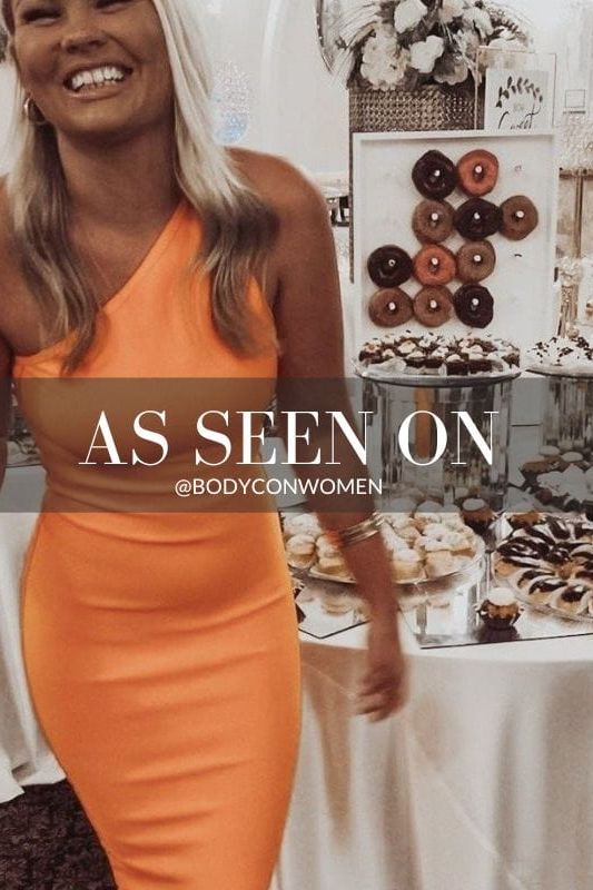 Joi Bodycon Midi Dress - Apricot Orange (Sale)