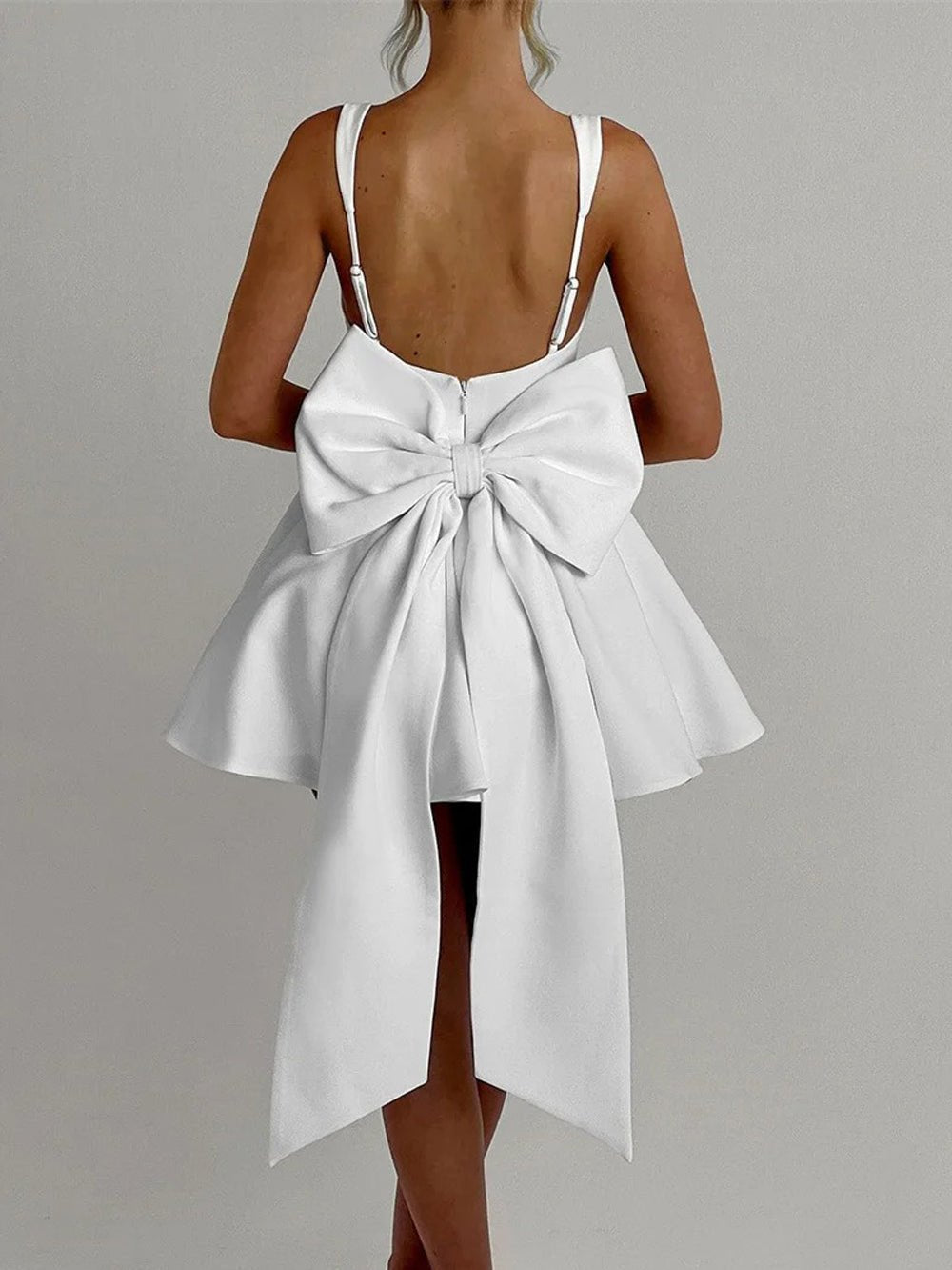Square Neck Corset Bodice Bow Back Fit and Flare Mini Dress 2