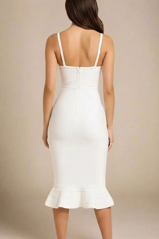 Joy Bandage Midi Dress - White Pearl (Sale)