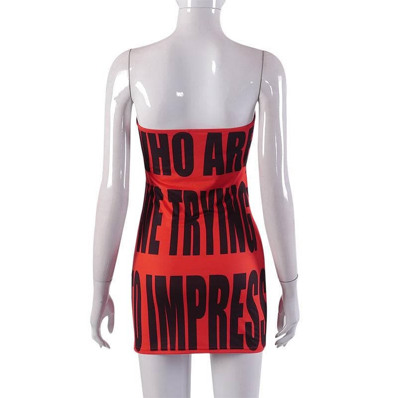 Sleeveless contrast print backless tube mini dress