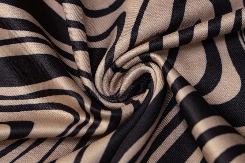 Ripple contrast print cross back slit cowl neck backless midi dress