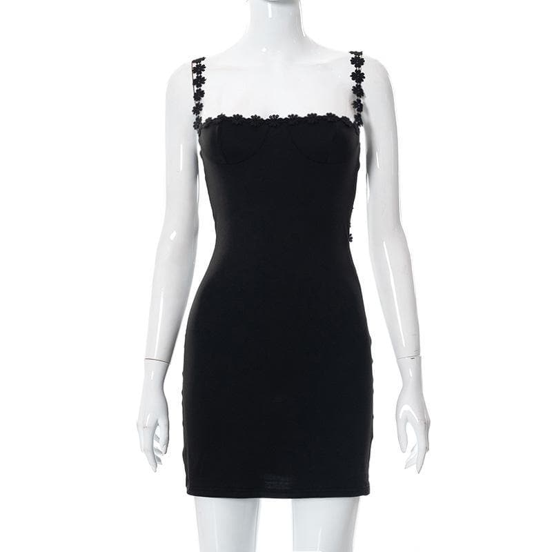 Floral strap square neck dress