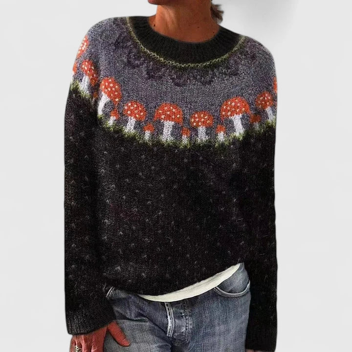 Round Neck Fair Isle Long Sleeve Knit Sweater