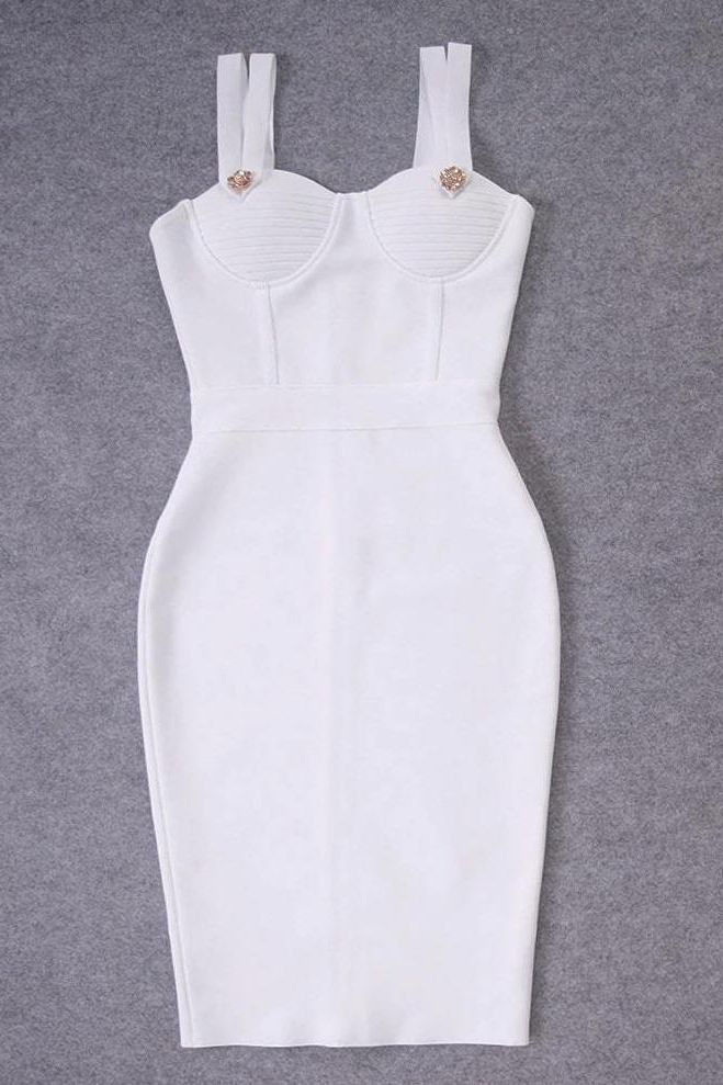Kate Bandage Dress - White Pearl (Sale)