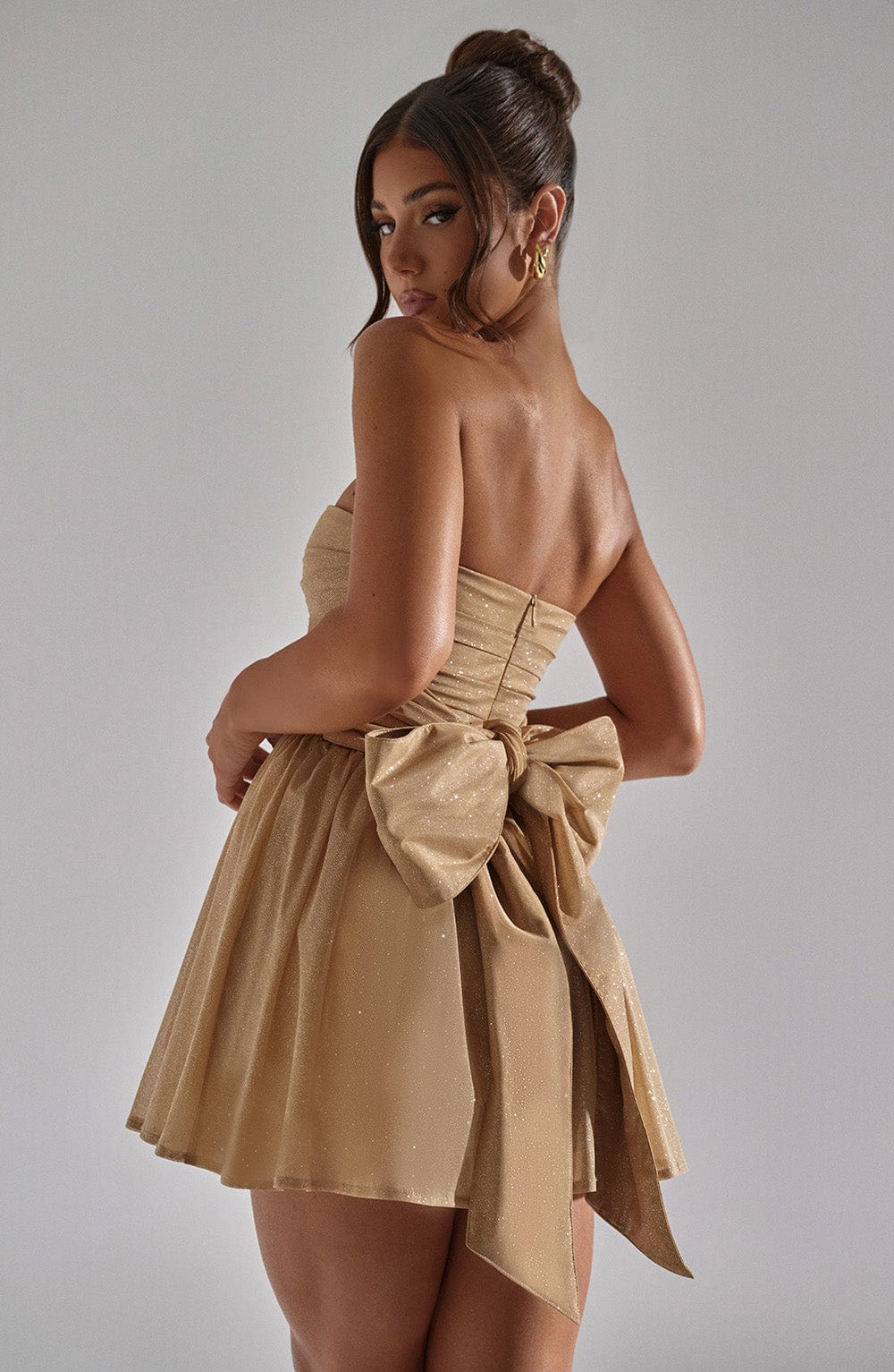 Esther Back Knot Strapless Sparkle Dress