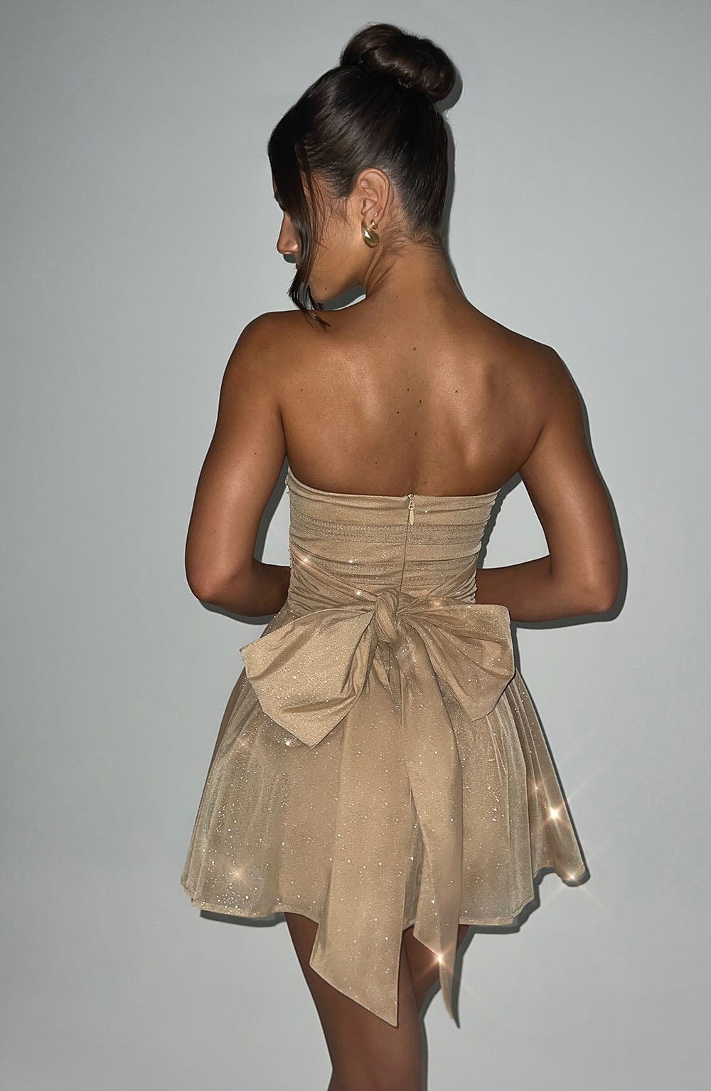 Esther Back Knot Strapless Sparkle Dress