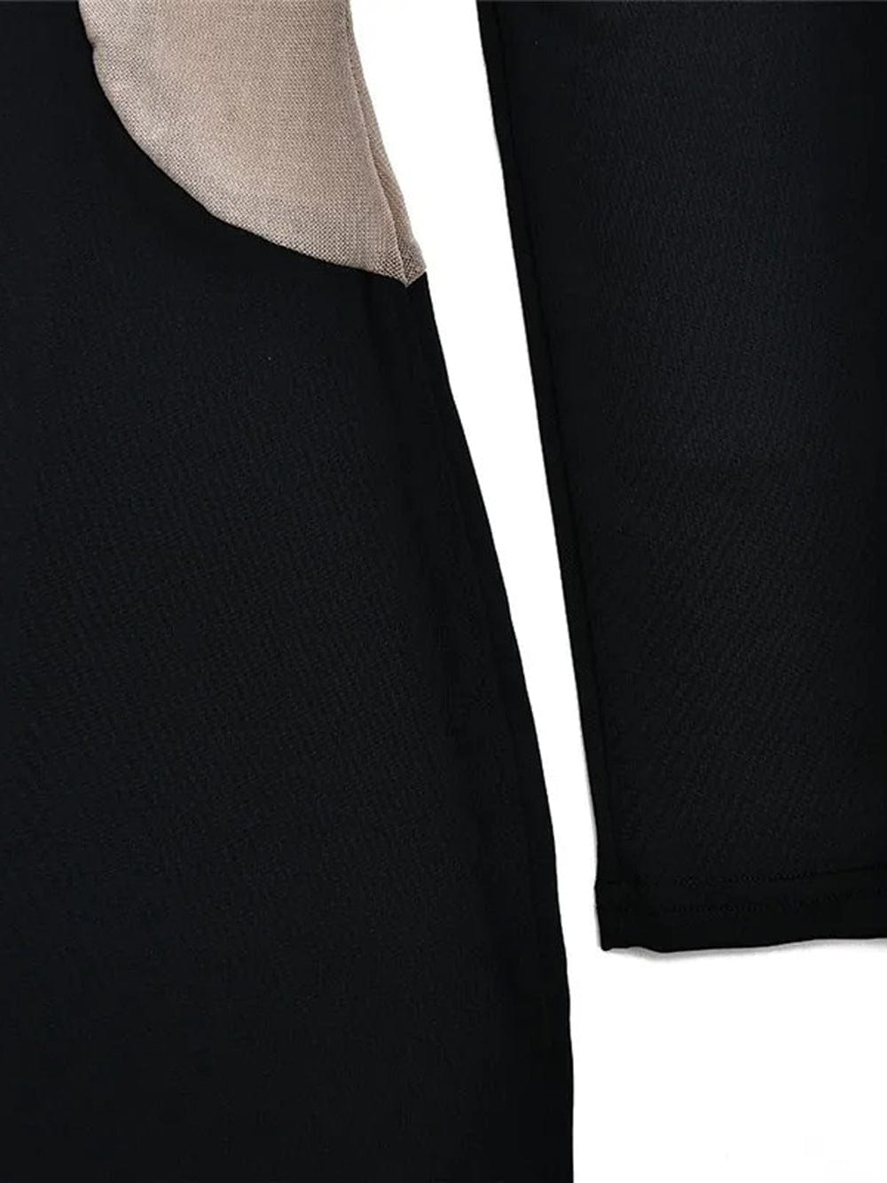 Mock Neck Long Sleeve Mesh Panel Cut Out Bodycon Maxi Dress 8