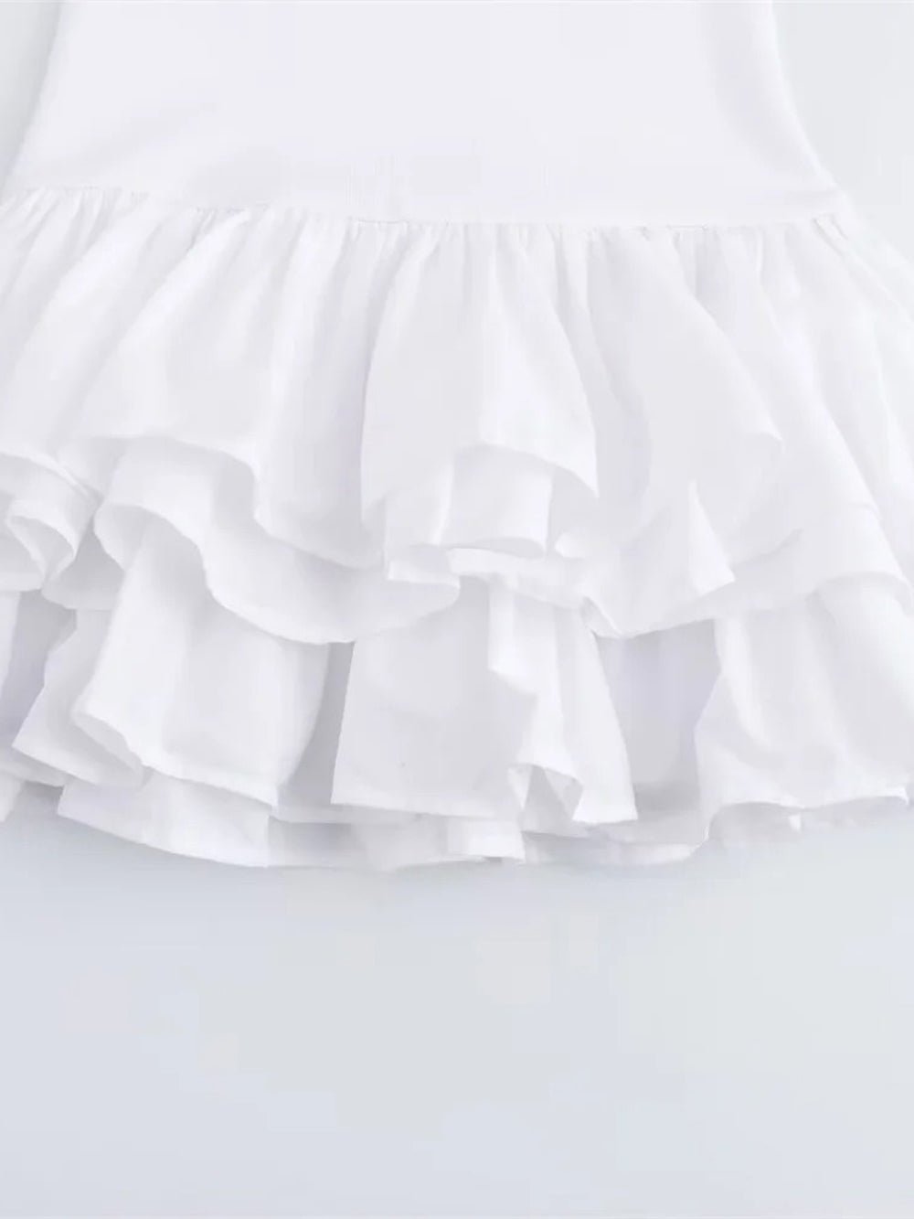 White Strapless Tiered Ruffle Hem Mini Dress 3