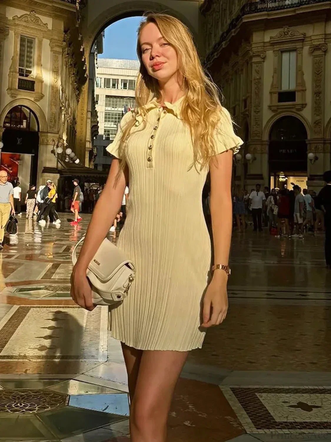 Knit Retro Single-Breasted Mini Dress